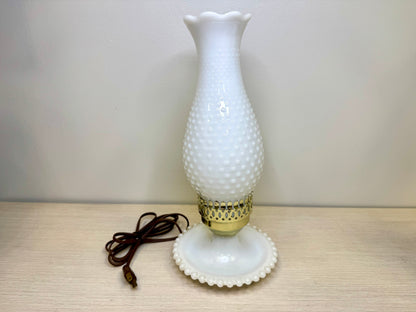 Small Hobnail Milk Glass Hurricane Lamp