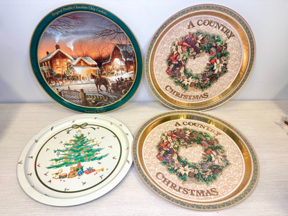 Vintage Christmas Metal Trays