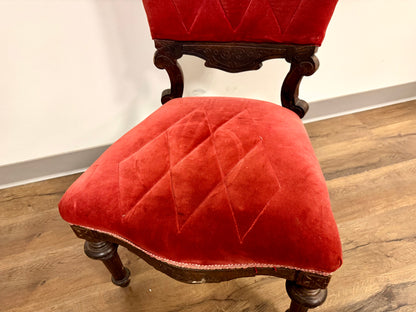 Antique Victorian Red Velvet Accent Chair
