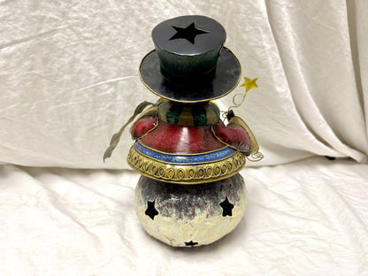 Metal Snowman Tealight Lantern Decoration