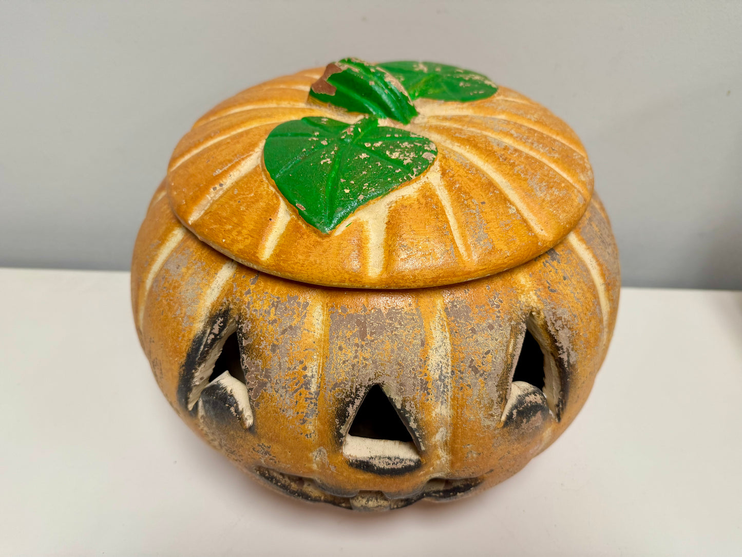 Vintage Mexican Terracotta Jack-O-Lantern Decoration