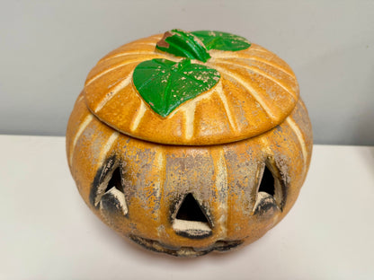 Vintage Mexican Terracotta Jack-O-Lantern Decoration