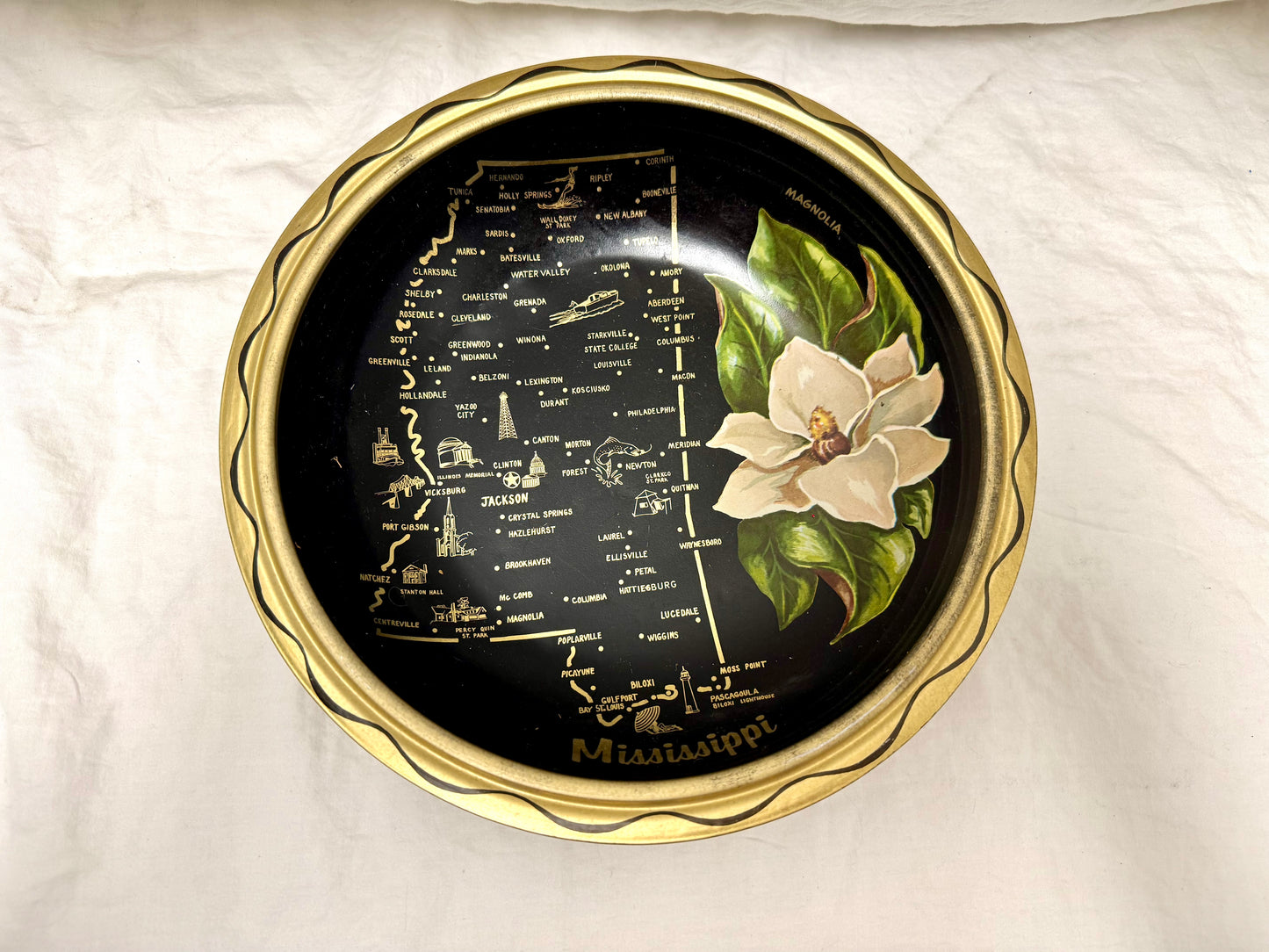 1960s Mississippi Metal Souvenir Bowl