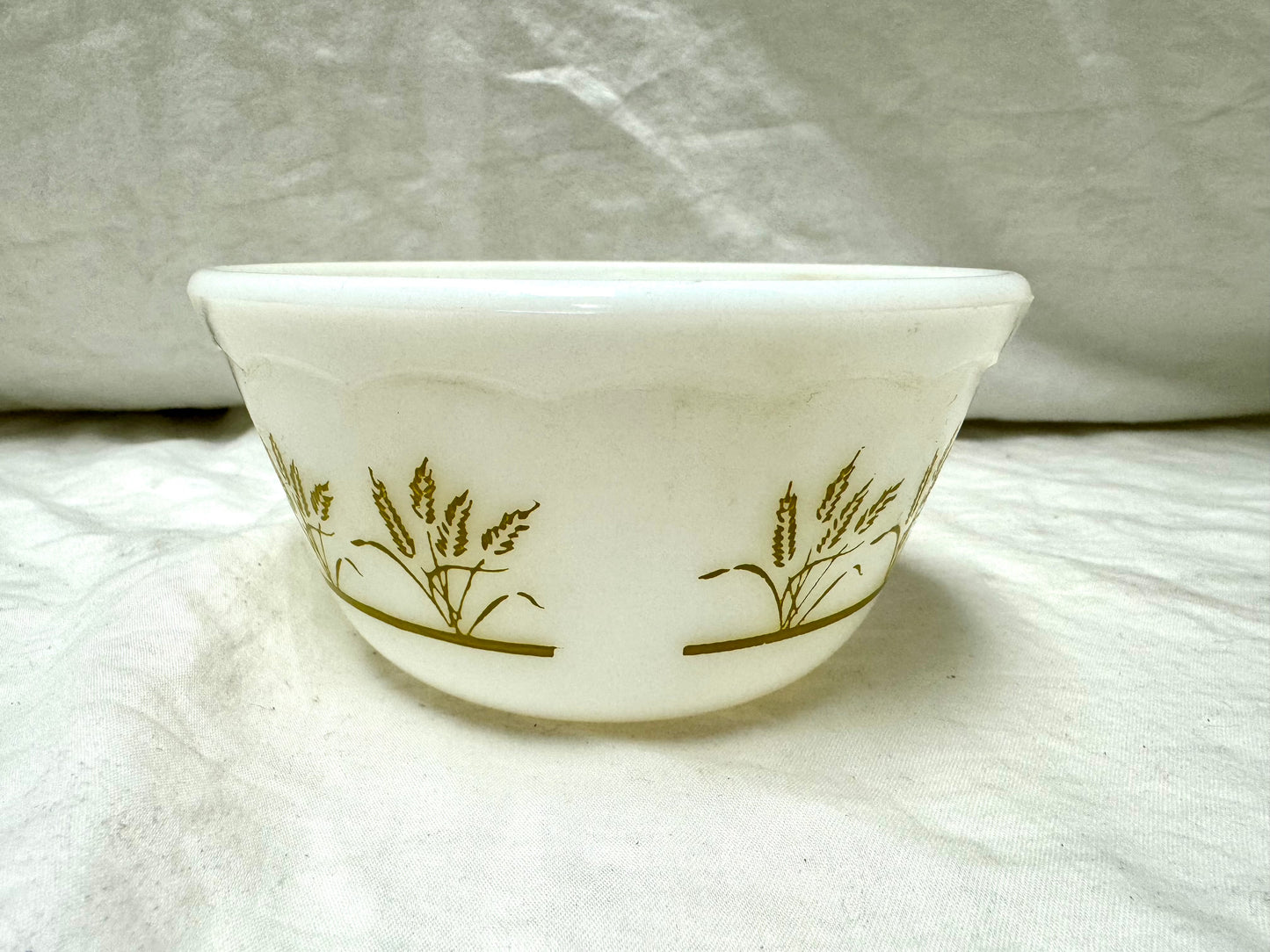 1950s-60s Golden Wheat Pattern Milk Glass Bowl
