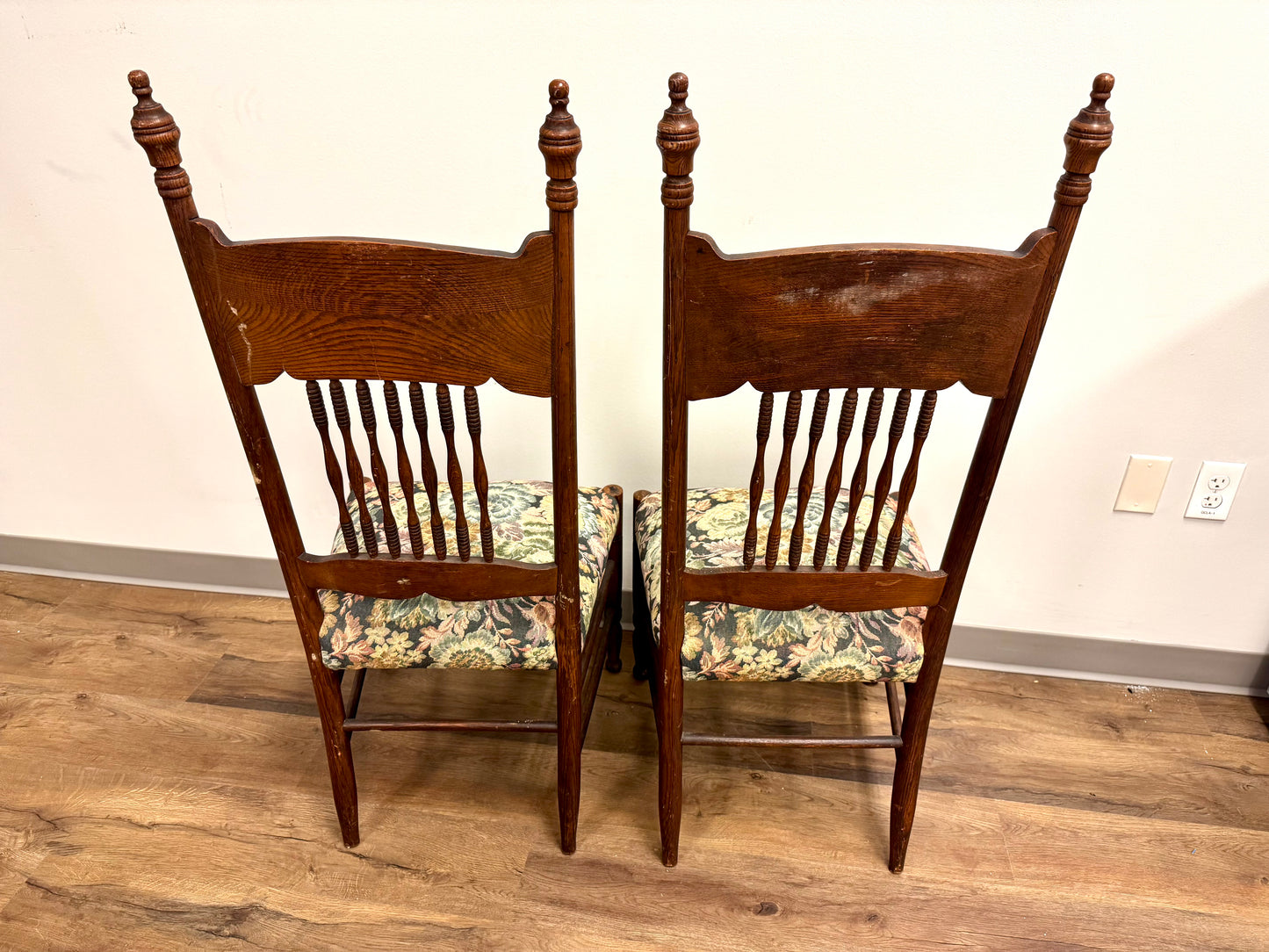 Pair of Antique Highback Spindle Chairs