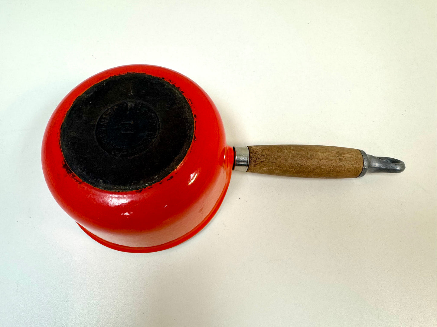 Vintage Flame Le Creuset Enamel Cast Iron Pot