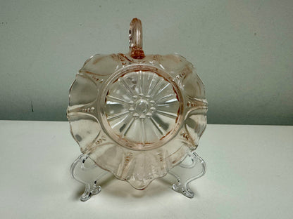 Anchor Hocking Pink Glass Leaf Jewelry Dish