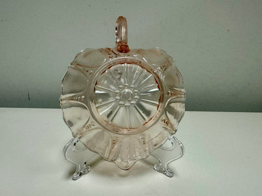 Anchor Hocking Pink Glass Leaf Jewelry Dish