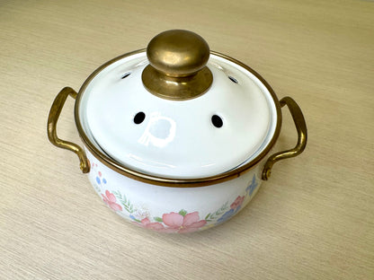 Enamel Coated Floral Lincoware Lidded Pot