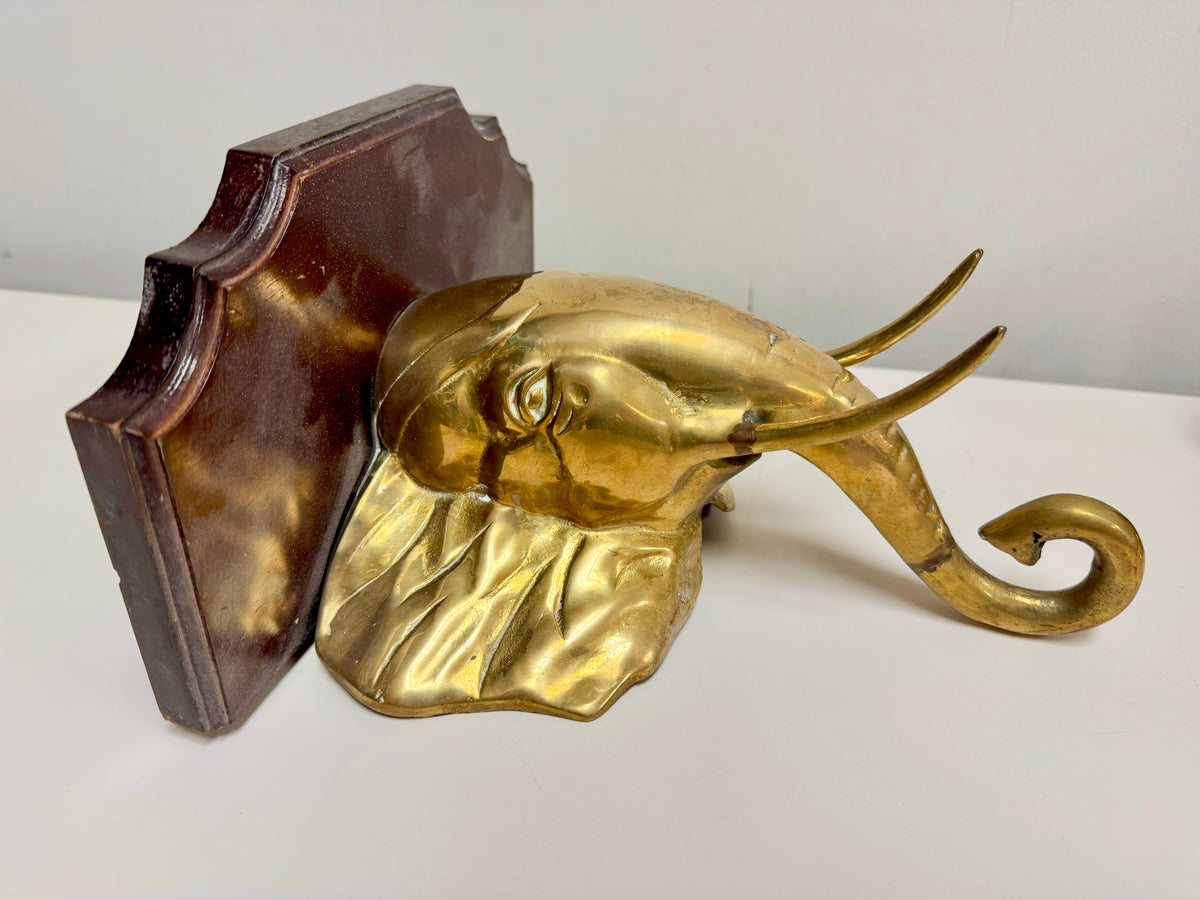 20th Century Brass Elephant Wall Shelf Pair
