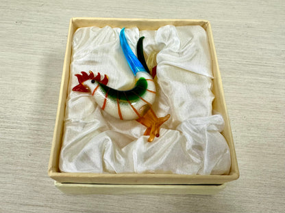 Figura de gallo de vidrio soplado a mano