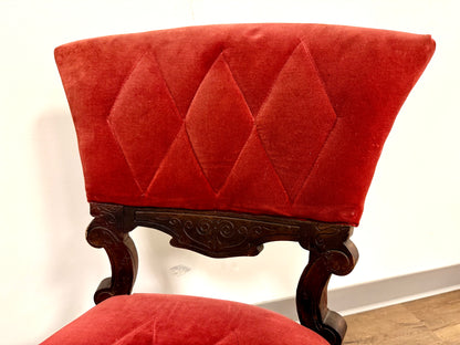 Antique Victorian Red Velvet Accent Chair