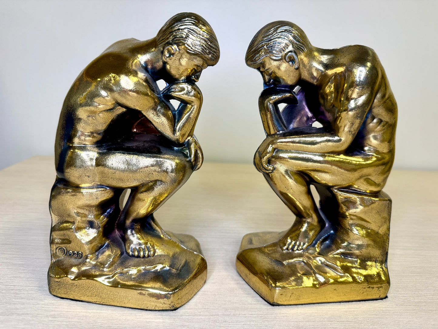"The Thinker" Brass Bookends