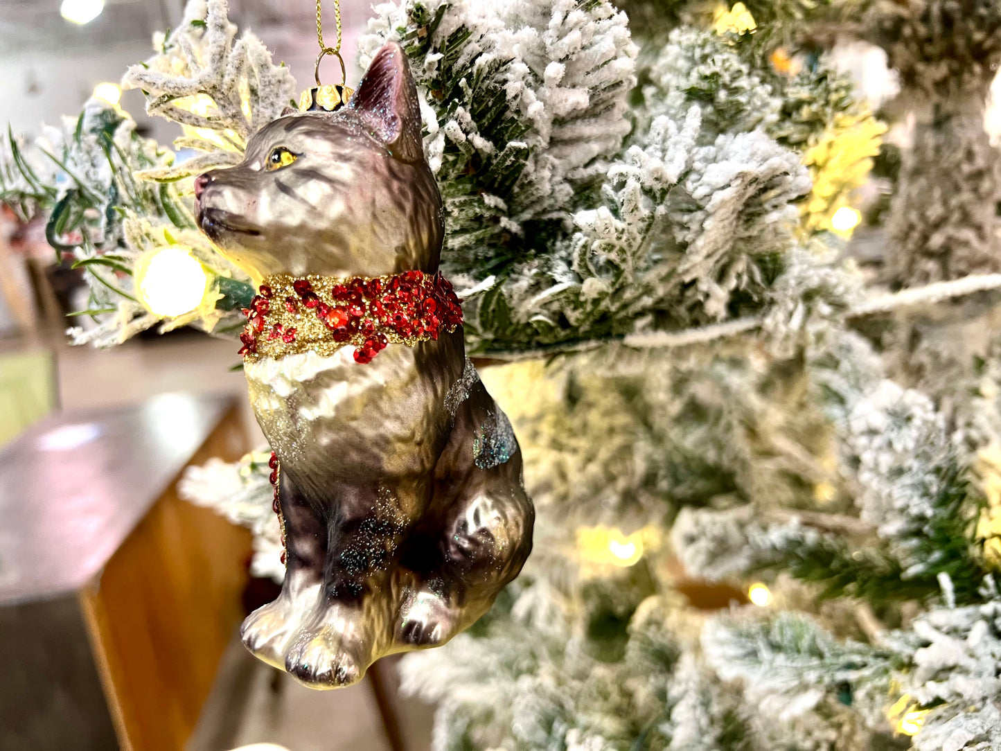 Gray Cat Christmas Ornament