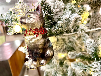 Gray Cat Christmas Ornament