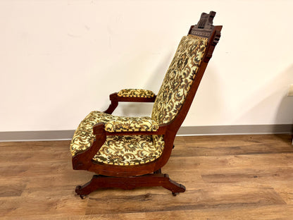 Floral Yellow Victorian Platform Rocking Chair