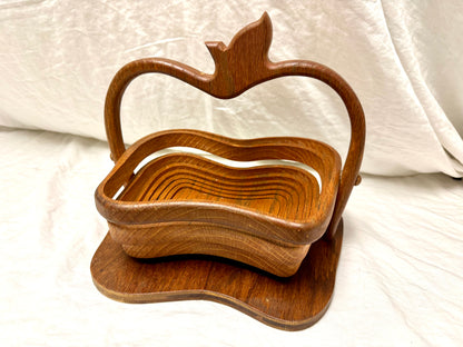 Collapsible Apple Shaped Wooden Fruit Bowl