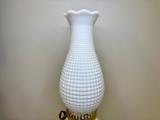 Large Hobnail Milk Glass Hurricane Lamp