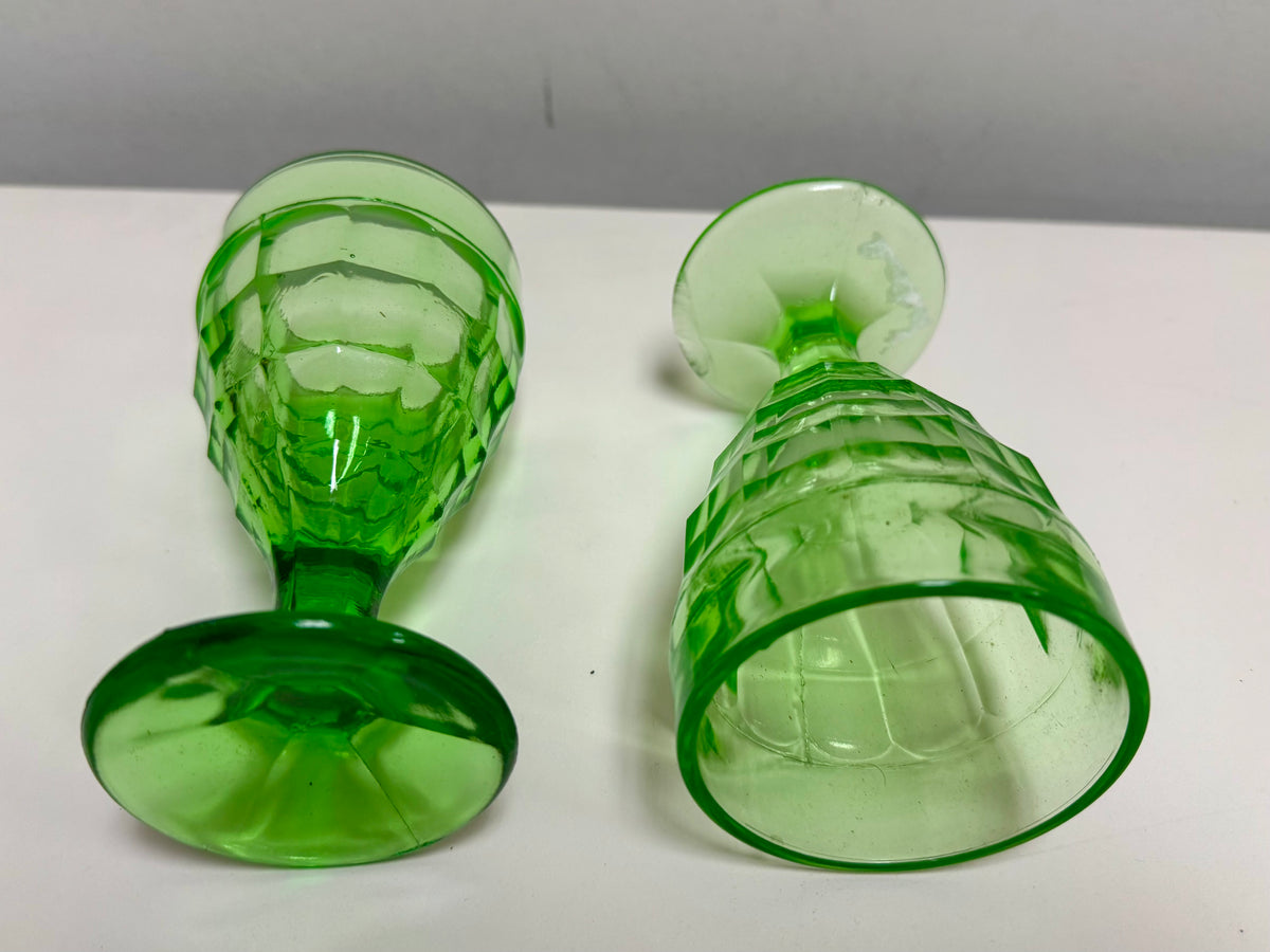 Hazel Atlas Uranium Depression Glass Goblet Set