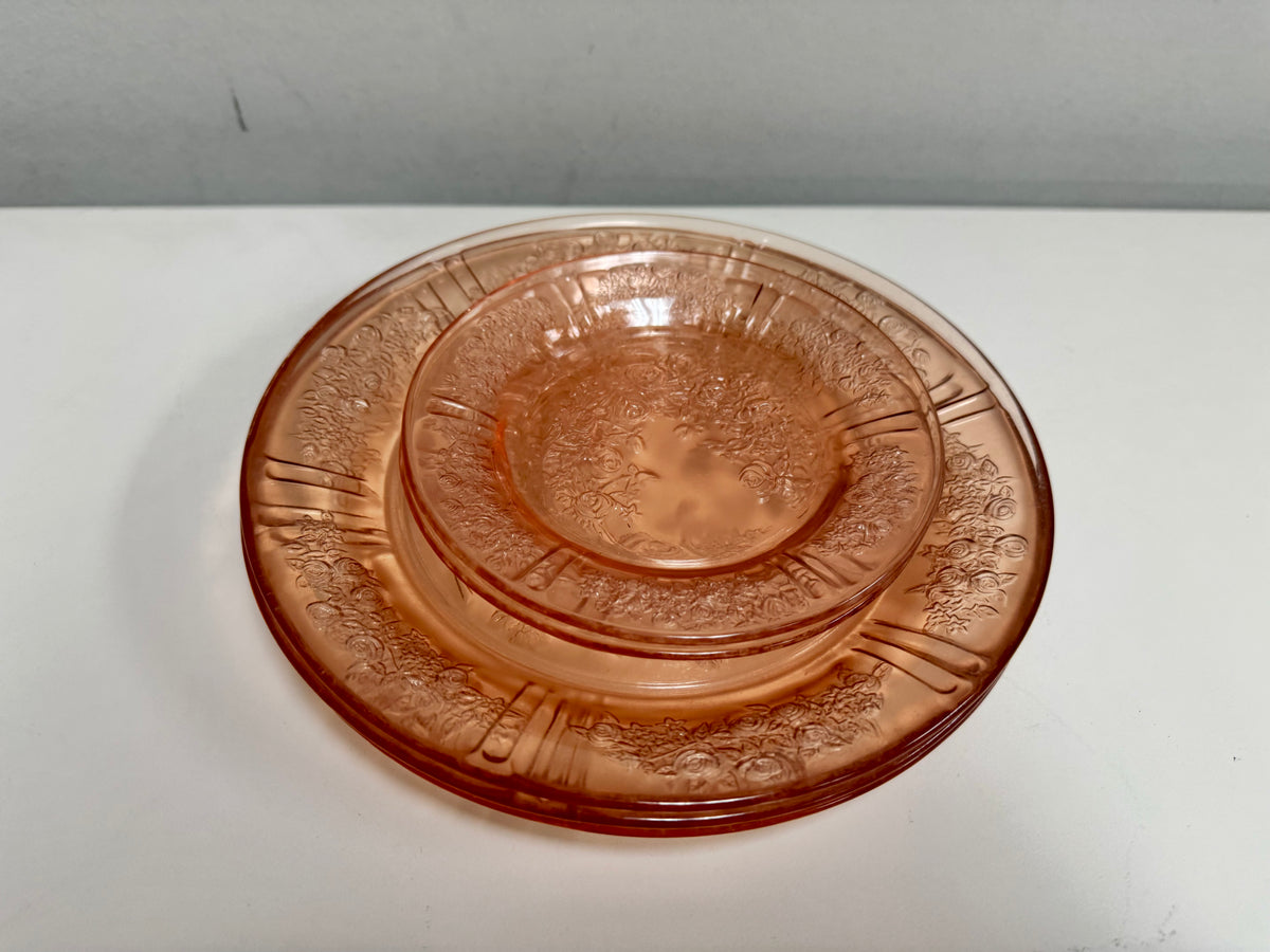 Federal Glass Co. Pink Glass Plate Set