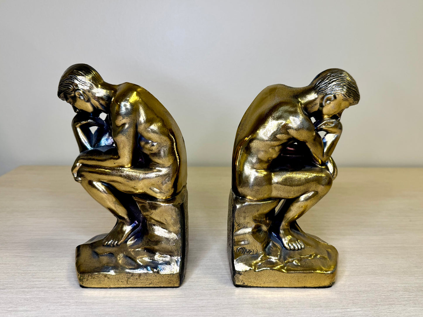"The Thinker" Brass Bookends
