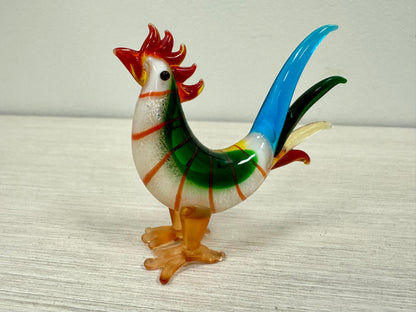 Figura de gallo de vidrio soplado a mano