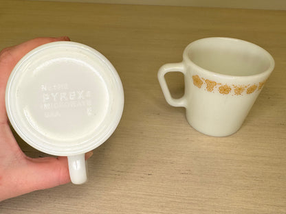 1970s-80s Pyrex Gold Butterfly Mug Set