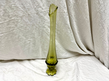 Fenton Swung Green Glass Vase
