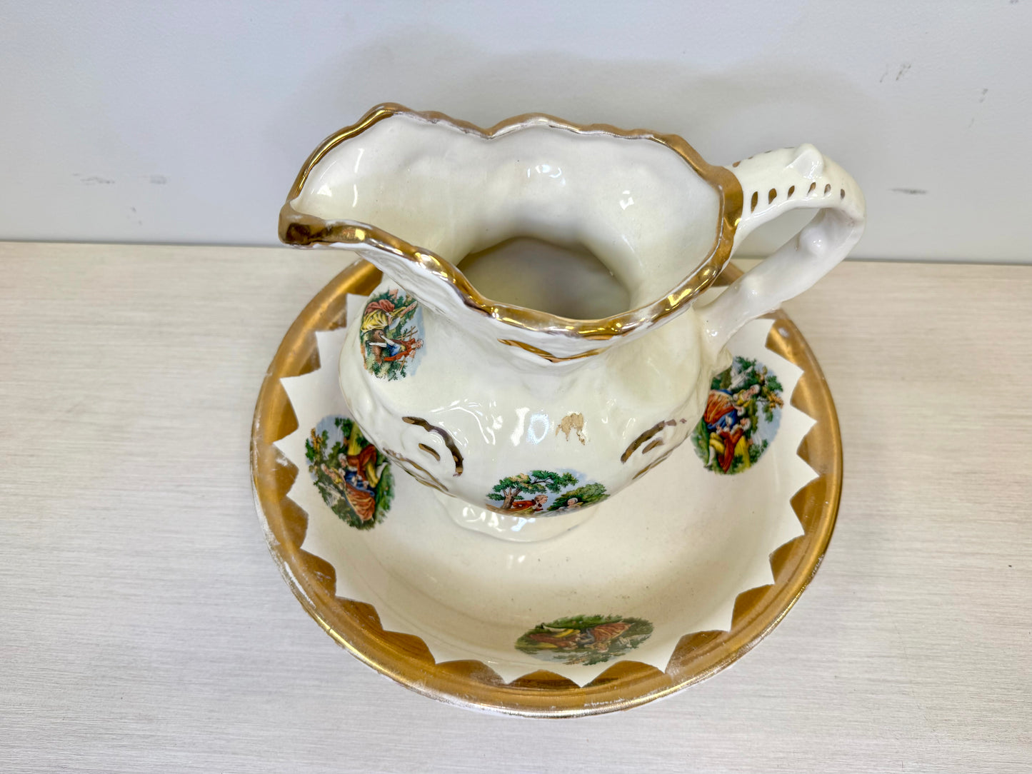1868 George & Martha Washington Pitcher/Wash Basin Set