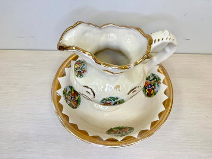 1868 George & Martha Washington Pitcher/Wash Basin Set