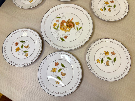 Cora Stone Rooster & Chicks "Early Morning" Plate Set