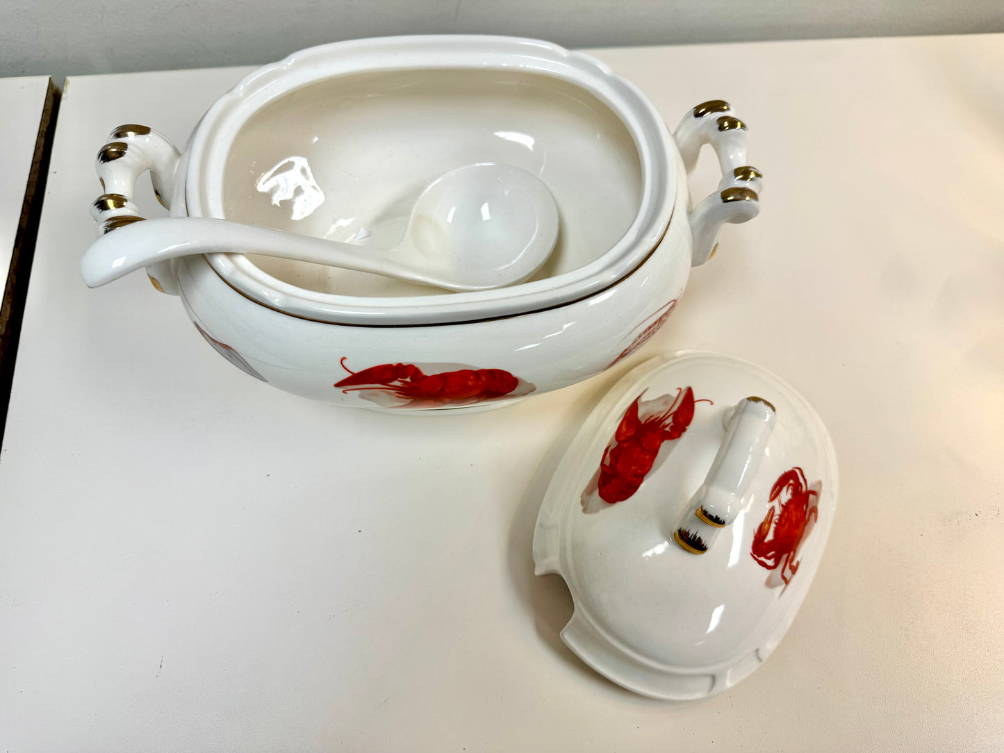 Seafood Themed Soup Serving Covered Dish