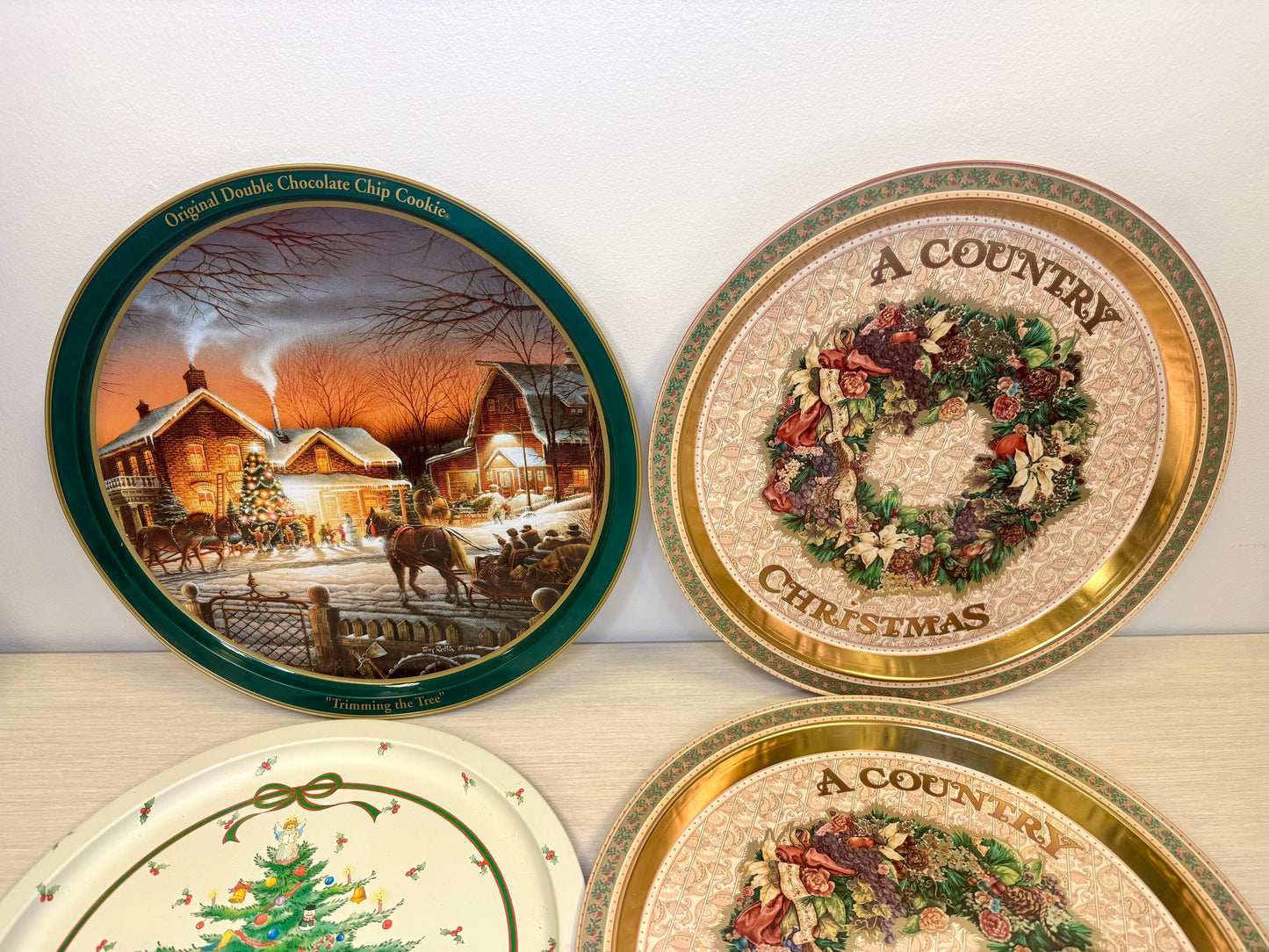 Vintage Christmas Metal Trays