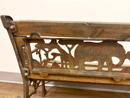 RARE Wood/Iron Kids Animal-Themed Bench