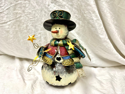 Metal Snowman Tealight Lantern Decoration