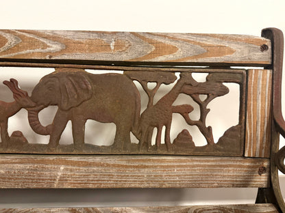 RARE Wood/Iron Kids Animal-Themed Bench