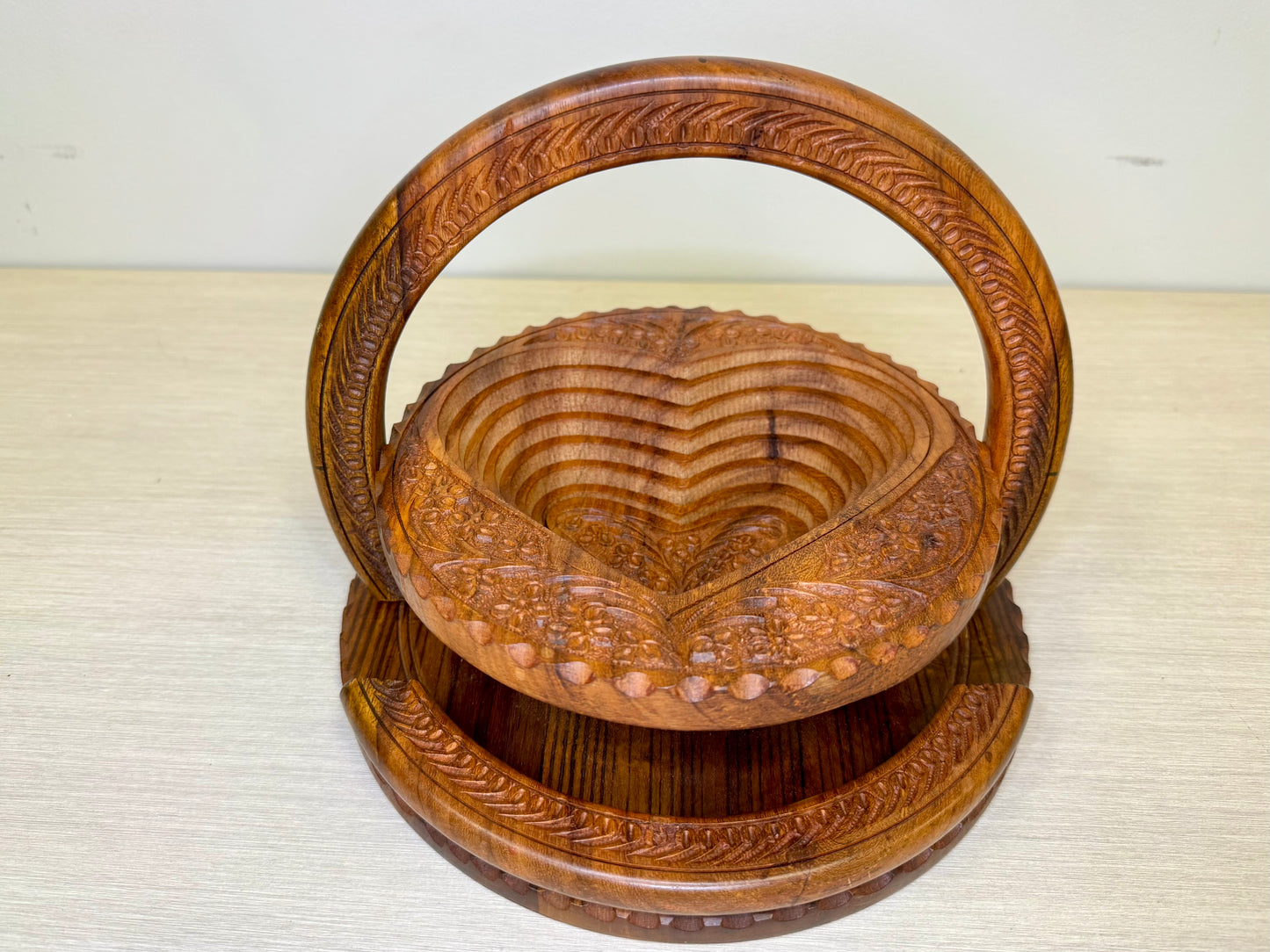 Heart Shaped Collapsible Wooden Basket