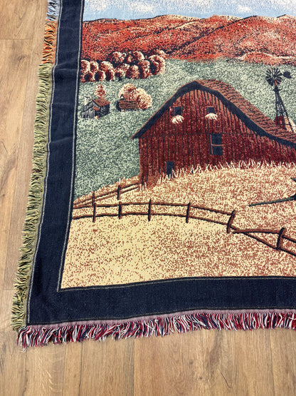 Vintage Farm Throw Blanket/Tapestry