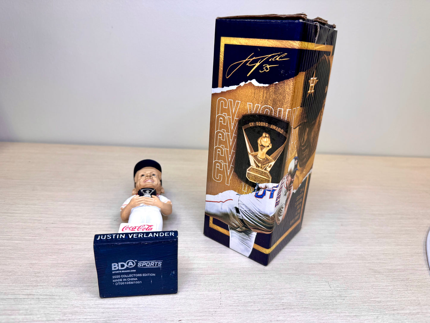 Figura de cabeza móvil de Justin Verlander de los Houston Astros, "Premio Cy Young" 2019
