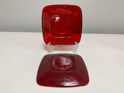Anchor Hocking Midcentury Modern Ruby Red Cup & Saucers