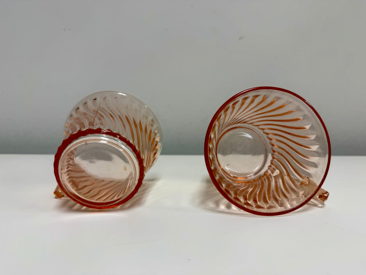 Federal Glass Co. Pink Swirl Cups