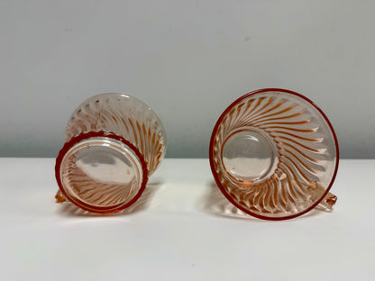 Federal Glass Co. Pink Swirl Cups