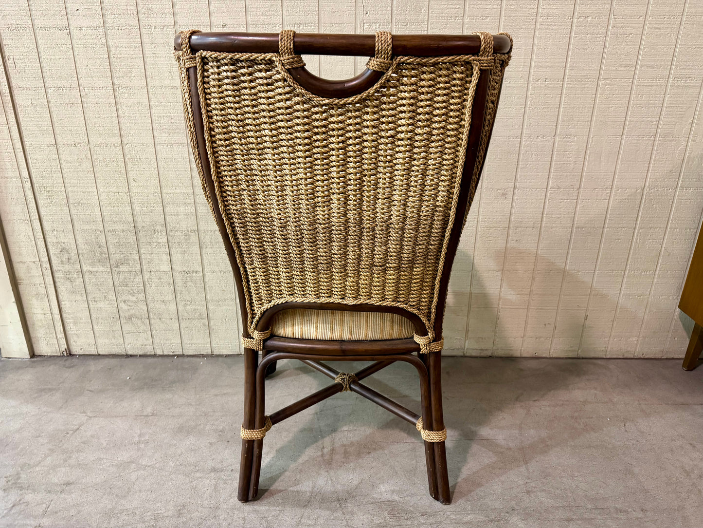 Vintage Rattan/Rope Wingback Chair