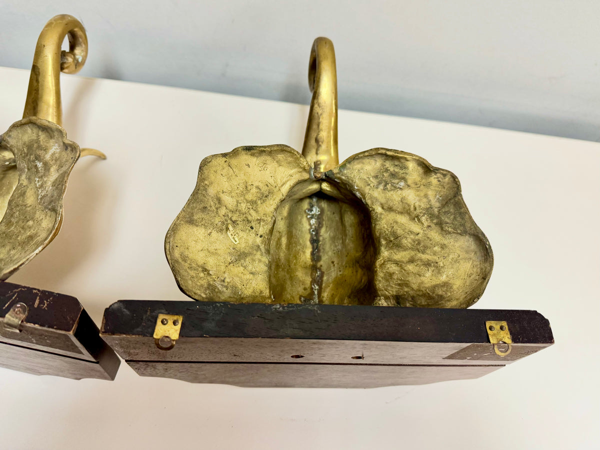 20th Century Brass Elephant Wall Shelf Pair