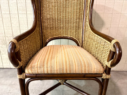 Vintage Rattan/Rope Wingback Chair