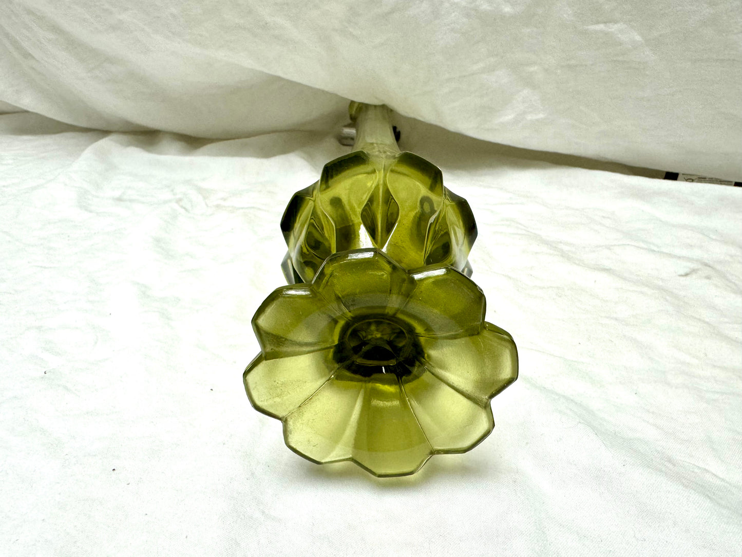 Fenton Swung Green Glass Vase