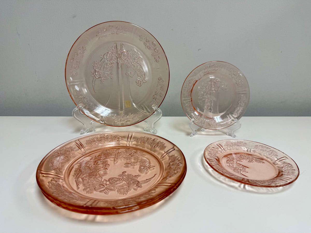 Federal Glass Co. Pink Glass Plate Set