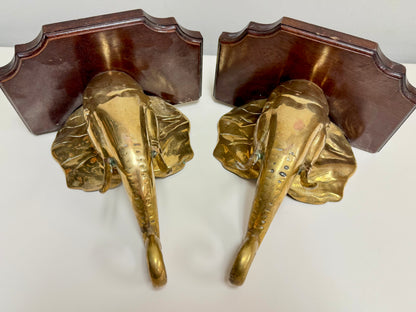20th Century Brass Elephant Wall Shelf Pair