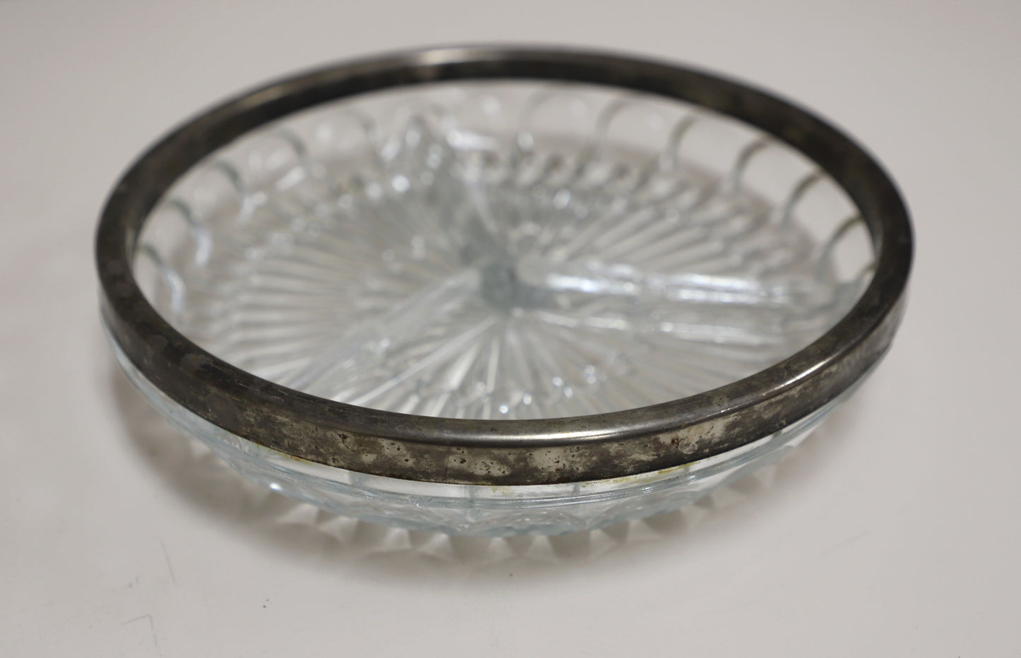 Crystal/Silver Relish Dish