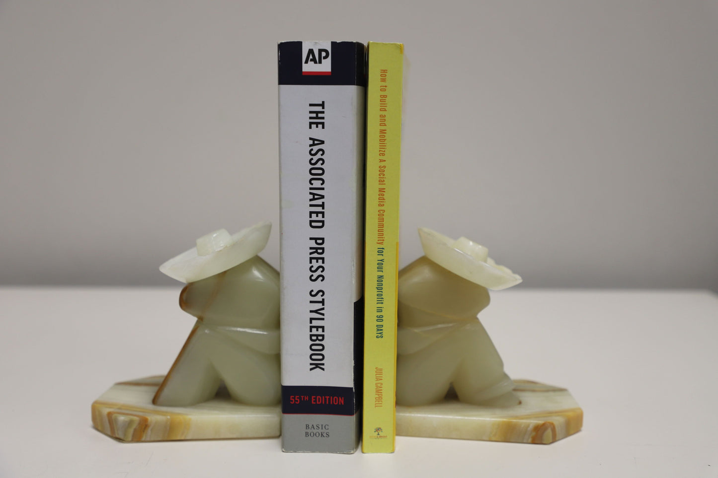 "Sleeping Man" Mexican Onyx Quartz Stone Bookends